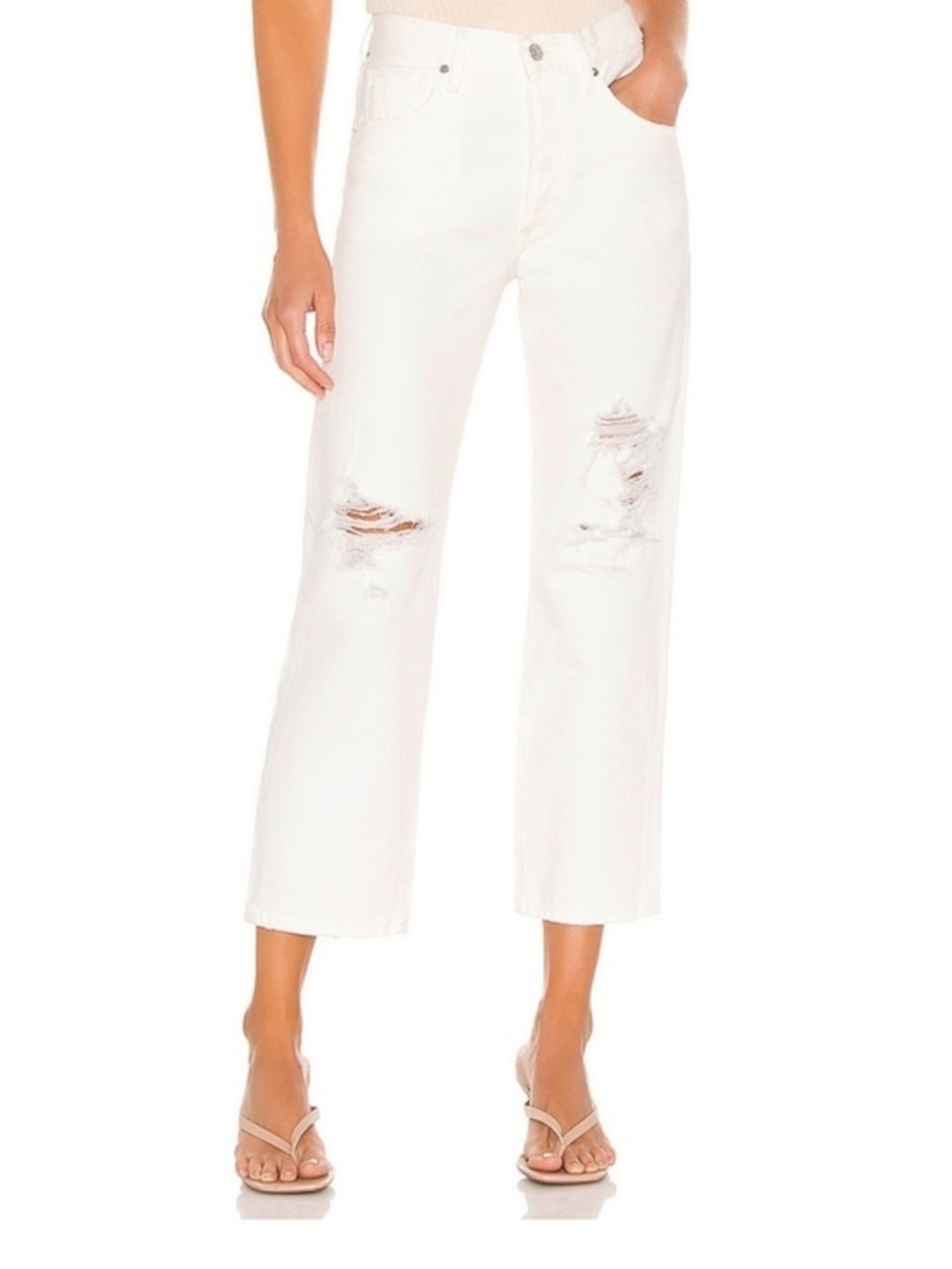 Citizens of Humanity Emery High Rise Relaxed Crop in Moonstone Cotton Size 24